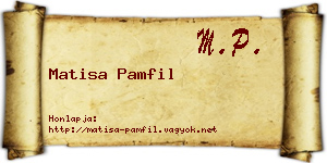 Matisa Pamfil névjegykártya